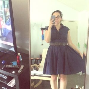 Blue dress with belt